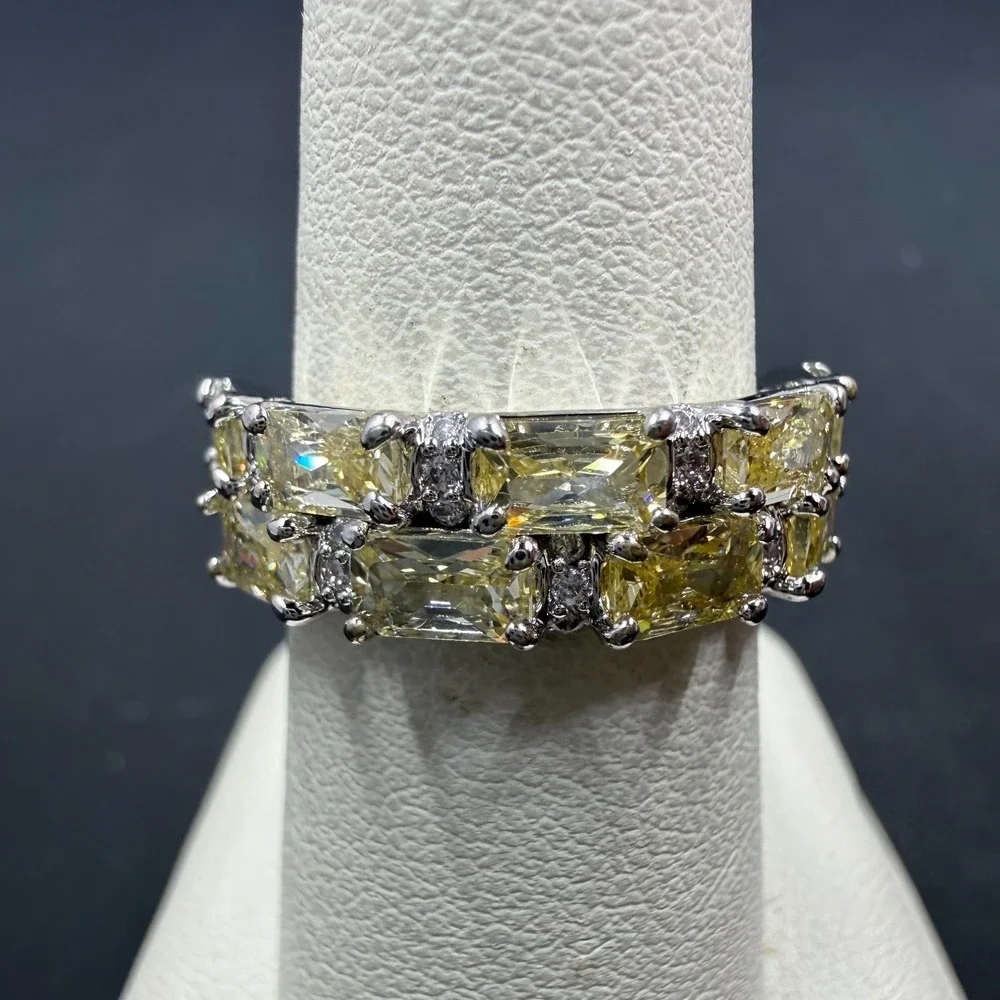 Bomb Party Linked in Love‎ Size 6 Ring Lemon CZ RBP5943 Rhodium Plated